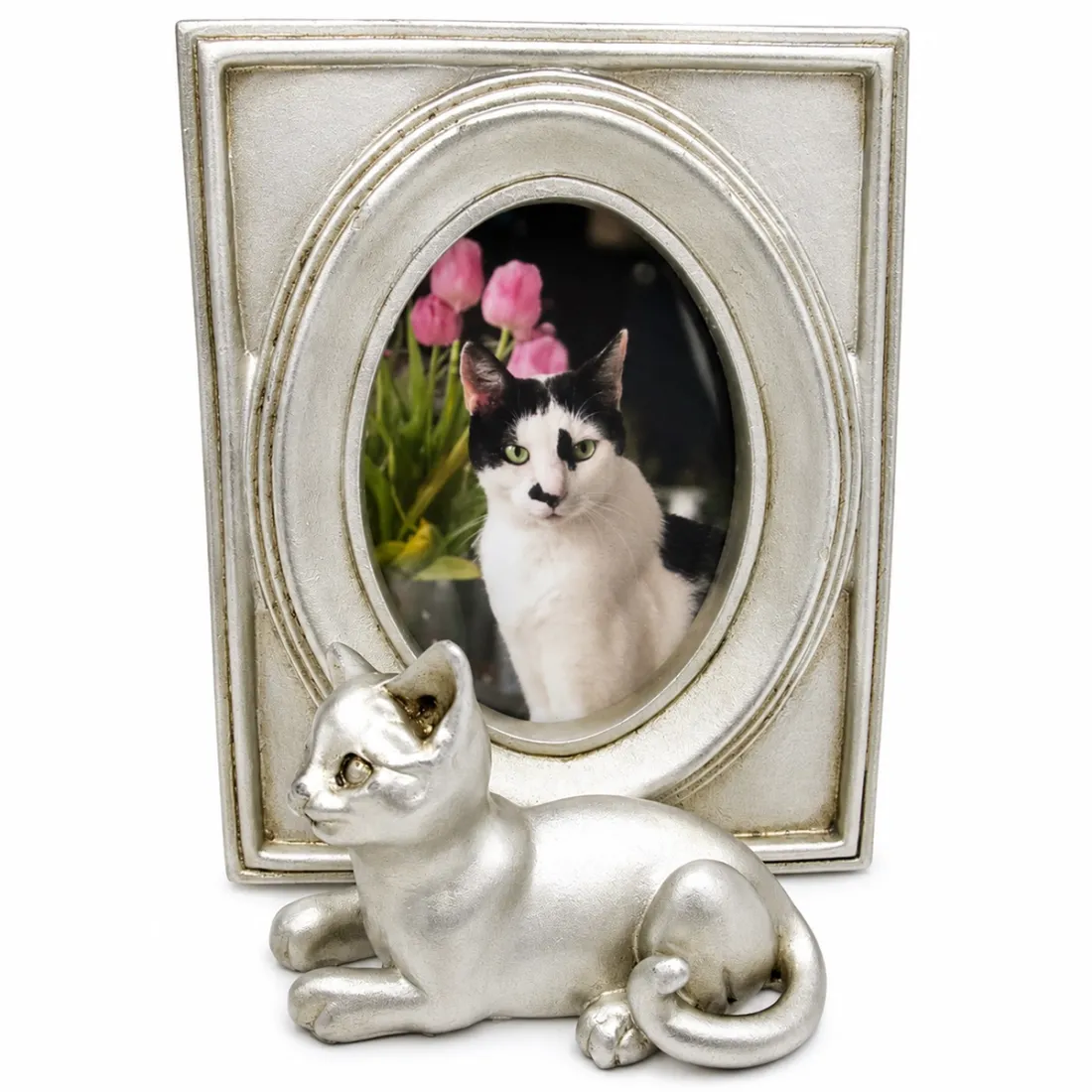 Cat Photo Frame in Silver