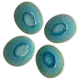 Top view of four dipping bowls with crackle glaze interiors.