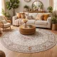Rond Vloerkleed Beige - Makkelijk schoon te maken & duurzaam