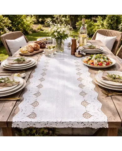 Vinyl Lace Table Runner - waterproof and easy to clean
