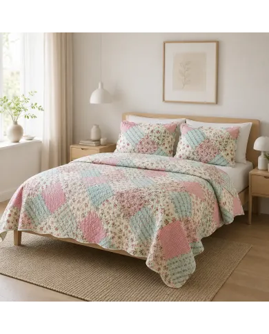 Spring Floral Patchwork Quilt - two looks in one!