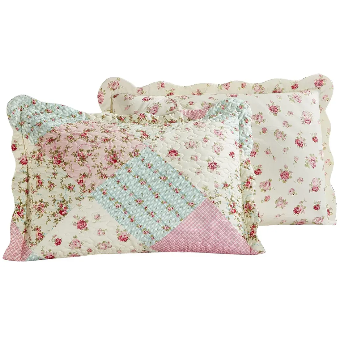 Pink and sage pillowcase with coordinating front and back pattern from Spring Floral.