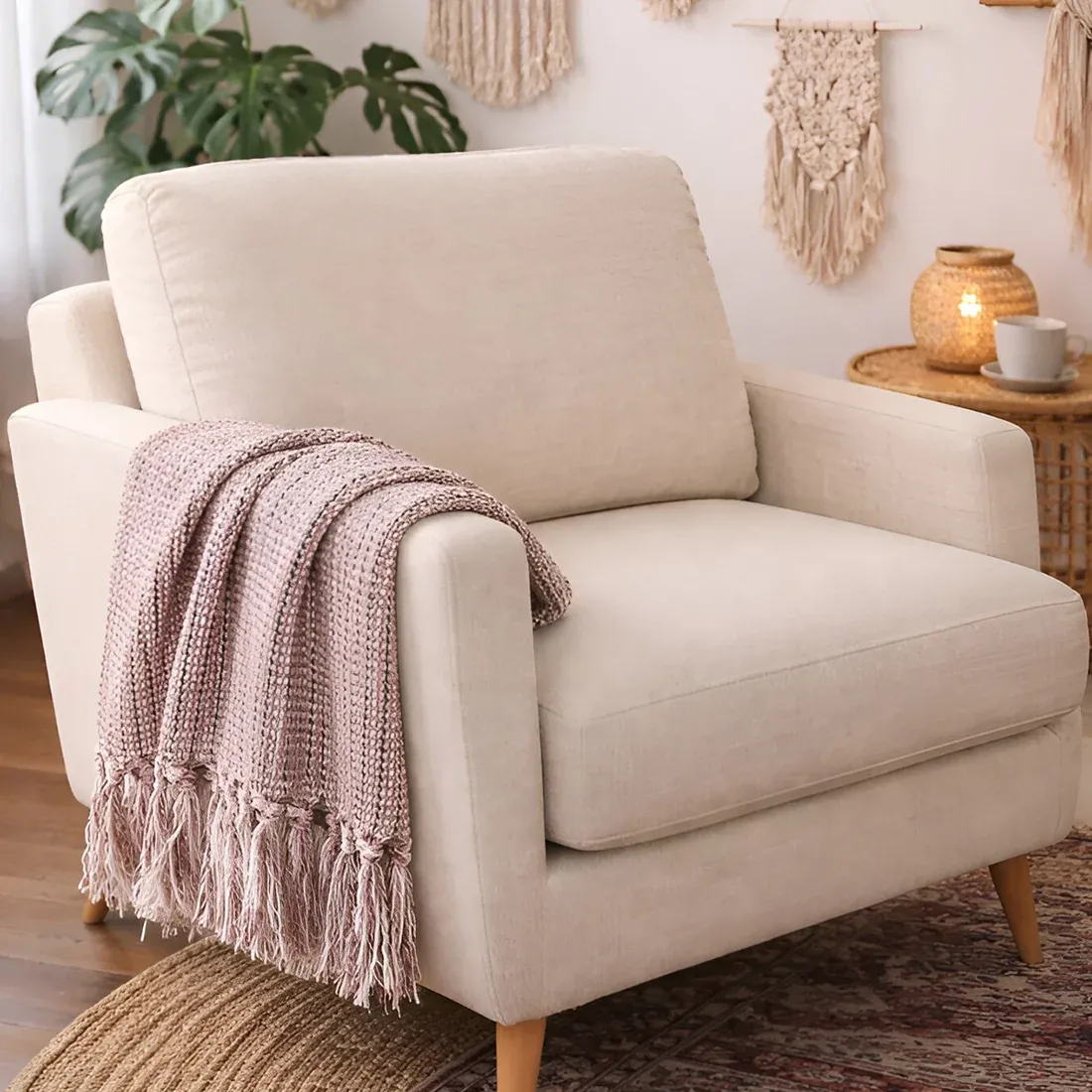 Geweven Roze Plaid - Voor wat bohemien chic in je interieur