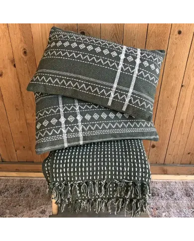 Woven Khaki Green Throw - cosy and stylish throw