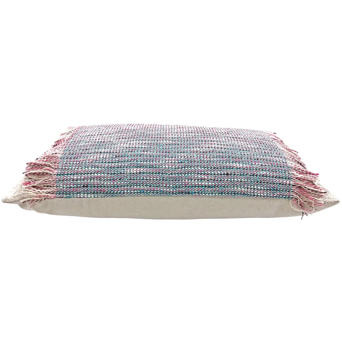 Rectangular Woven Cushion with Fringe - perfect for adding bohemian chic to any room!