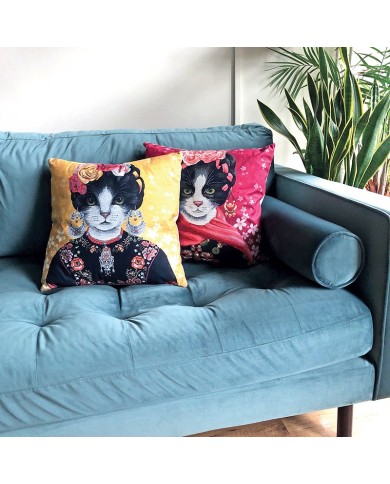 Katten Frida Kahlo Kussenhoes Rood