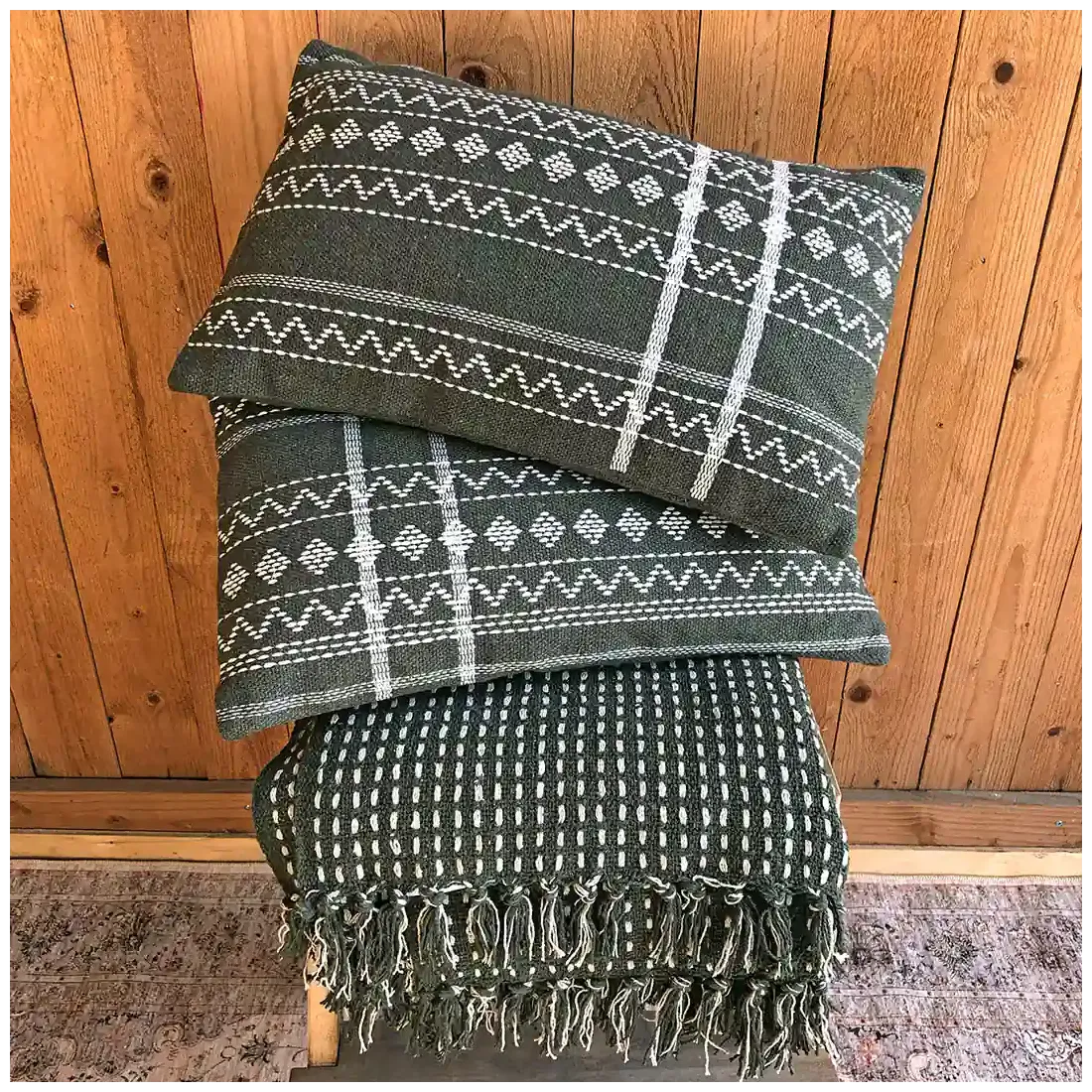Embroidered Geometric Cushion - a colourful addition to the sofa or armchair