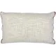 Rectangular beige cushion with scalloped edges in terracotta.