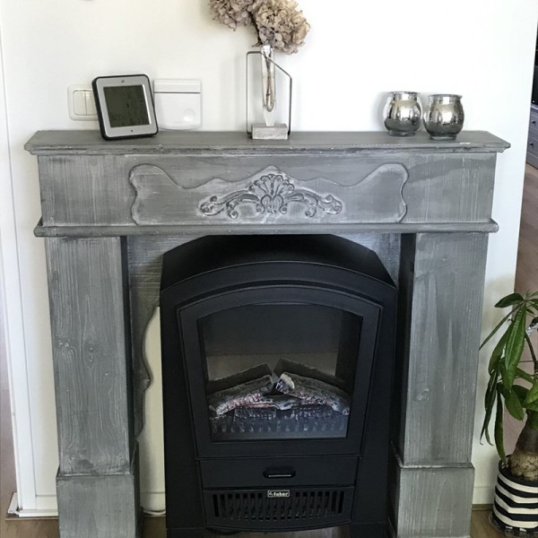 Wooden Fireplace Mantel Grey