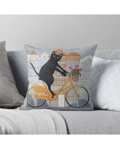 Cushion Cover with Amsterdam Cat - for cat and Amsterdam lovers alike