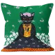 Frida Kahlo Kussen Groen - voor katten- en kunstliefhebbers