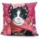 Cat Cushion Cover Frida Kahlo Red - Perfect for cat & art lovers!