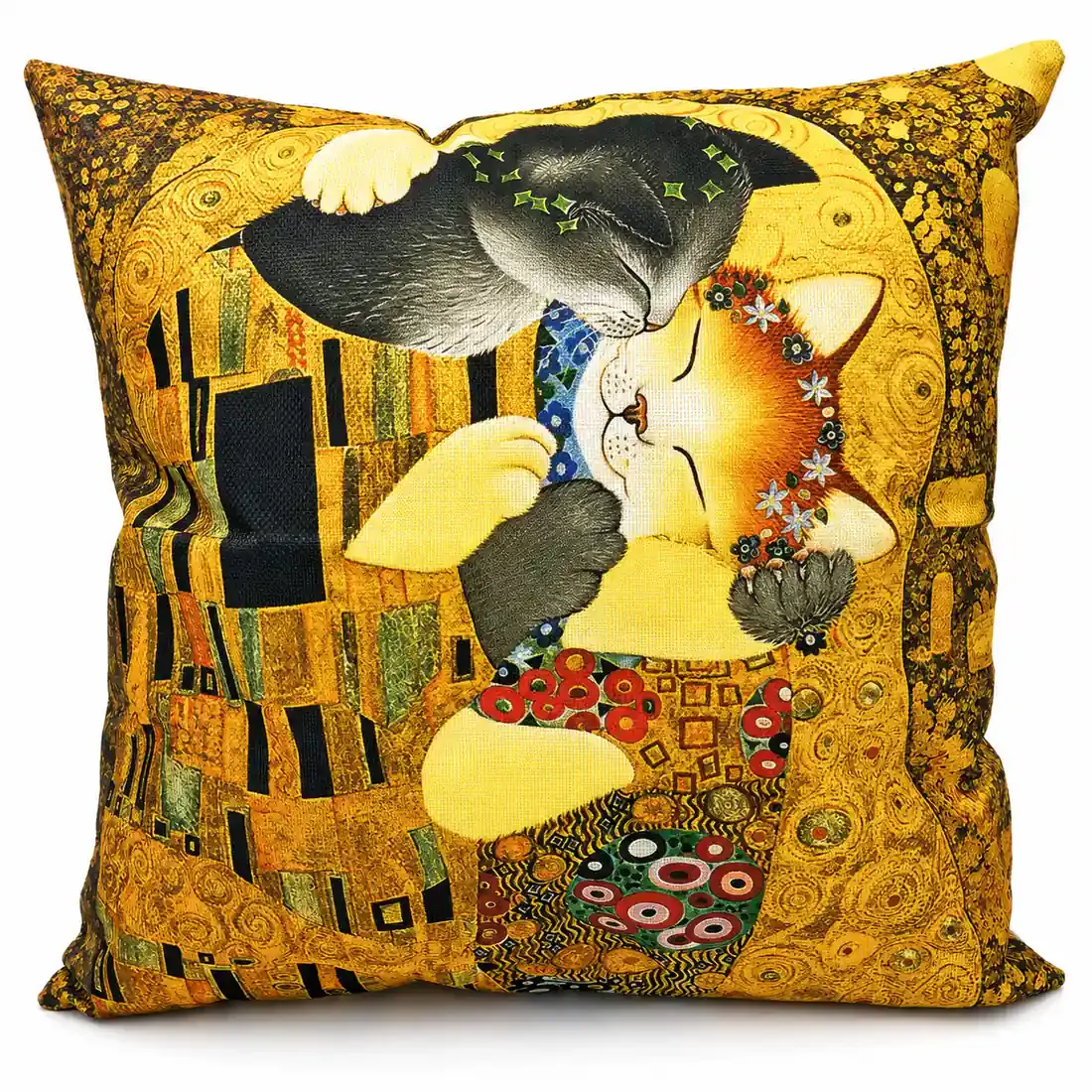 Klimt The Kiss Cat Cushion Cover
