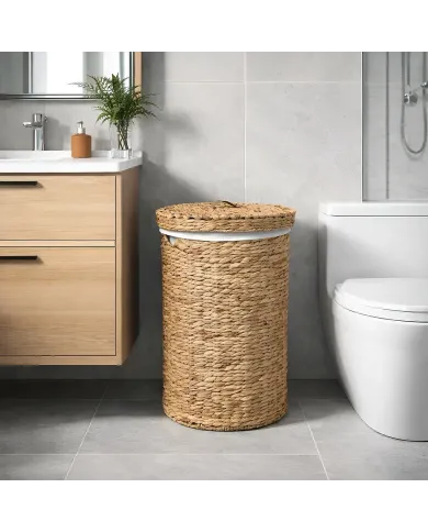 Water Hyacinth Laundry Basket White - stylish, durable & practical