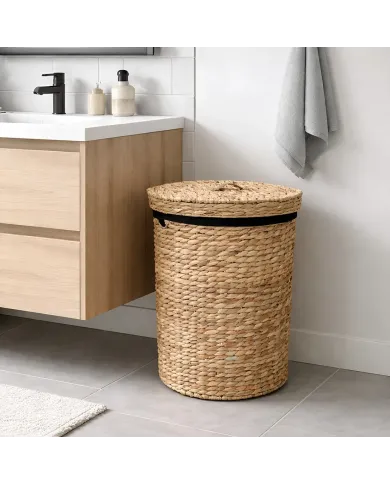 Water Hyacinth Laundry Basket Black - make laundry day more convenient