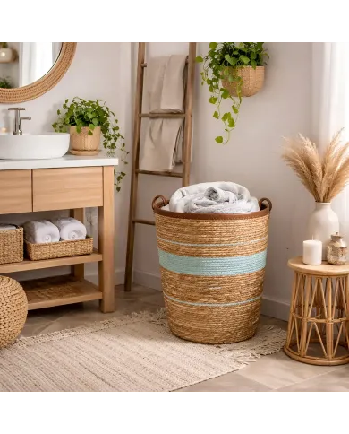 Ronde wasmand met handvatten - stijlvol en praktisch in huis