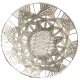 Top view of a macramé wire basket featuring intricate woven cotton patterns.
