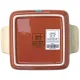Bottom view of a Lavandoux square oven dish featuring a product label and barcode.