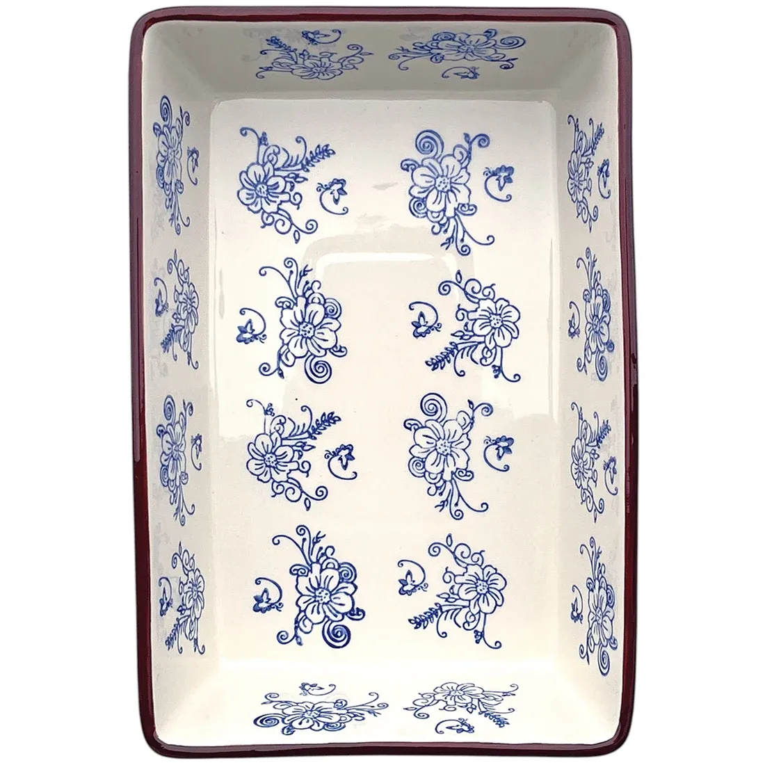 Oven Dish in Floral Lace Blue - hand-crafted kitchenware