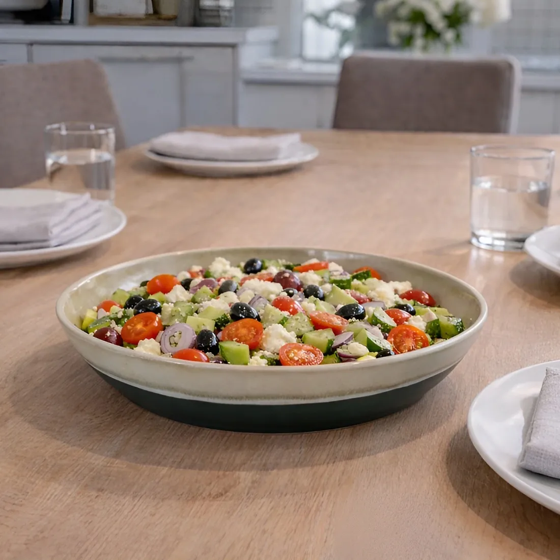 Retro Salade Schaal - mooie moderne rustieke serveerschaal