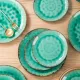 Stoneware Dinner Plate Set in Green - each piece is one of a kind!