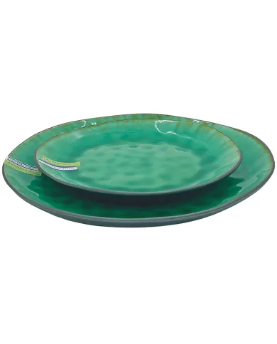 Stoneware Side Plate Set in Green - a real eye-catcher!