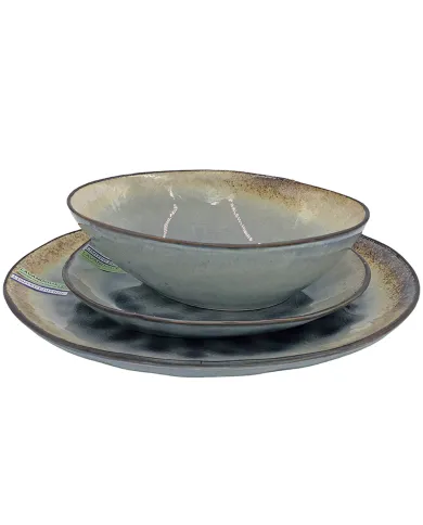 Stoneware Dinner Plate Set in Lilac - each piece is one of a kind!