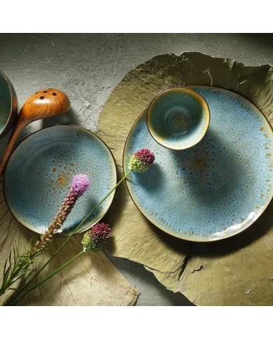 Dinerbord Blauw Set van 4 Steengoed - voor dagelijks gebruik