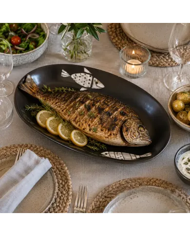 Ovale Serveerbord met Visdesign