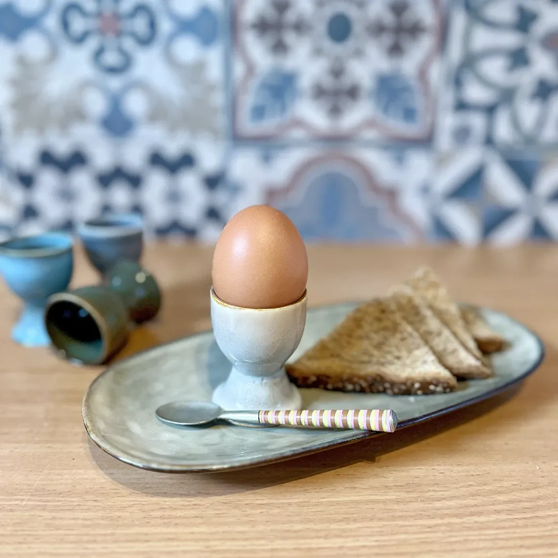 Boho Egg Cup Set - serving soft or hard-boiled eggs with style