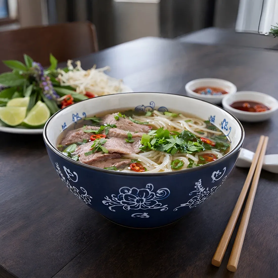 Poké Bowl Kom Floral Lace Blue - smaakvolle veelzijdige kom!
