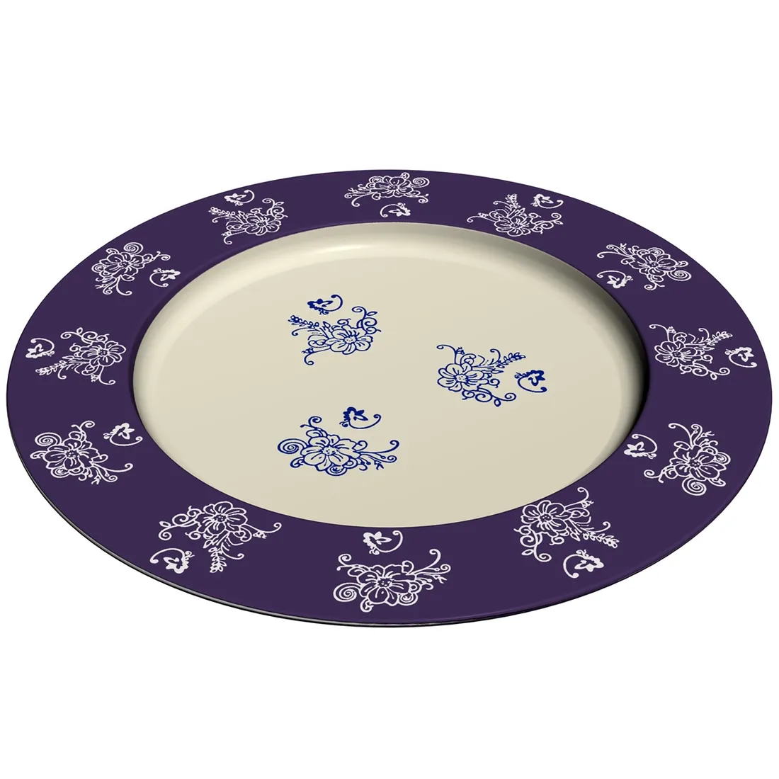 Charger Plate in Floral Lace Blue - add a touch of class