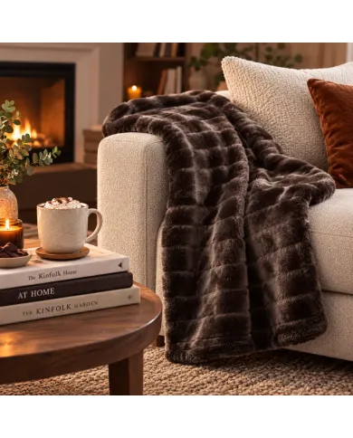 Brown Mink Faux Fur Throw 120x110