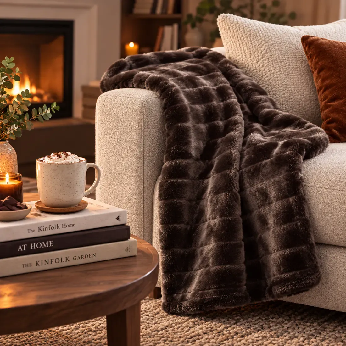Brown Mink Faux Fur Throw 120x110