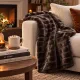 Brown Mink Faux Fur Throw 120x110