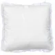 The back of the white faux-fur cushion, showing the soft faux suede.