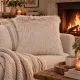 Fluffy Beige Faux Fur Cushion - for a cosy, warm atmosphere