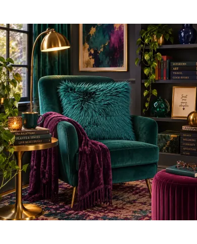 Fluffy Teal Groene Sierkussen - lekker knus voor op je bank