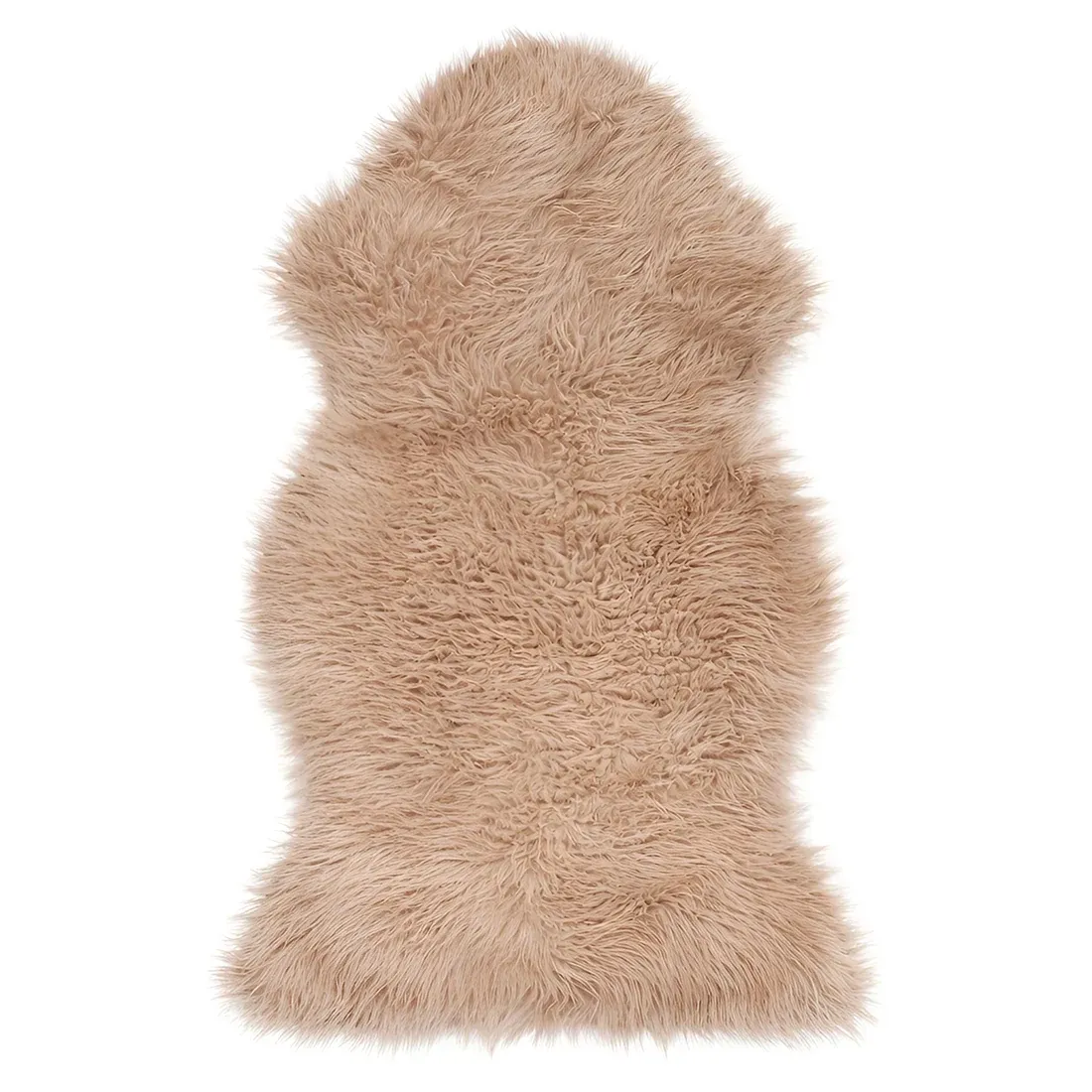 Beige schapenvacht als kleed in een natuurlijke vor