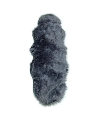 Double pelt faux sheepskin rug made of soft and luxurious grey faux fur.