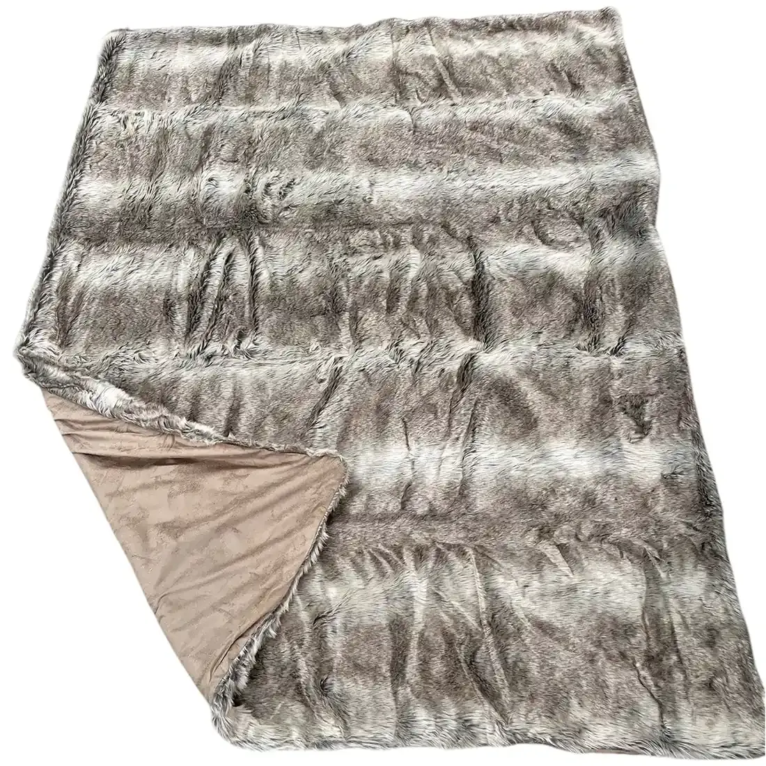 Taupe bont plaid - zacht imitatiebont & 100% diervriendelijk