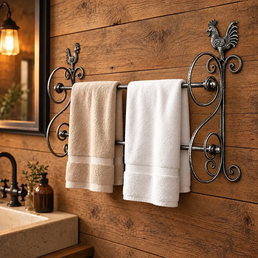 Rustic Rooster Towel Rack - a perfect blend of fun and functionality