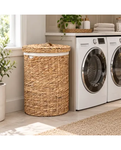 Water Hyacinth XXL Laundry Basket White