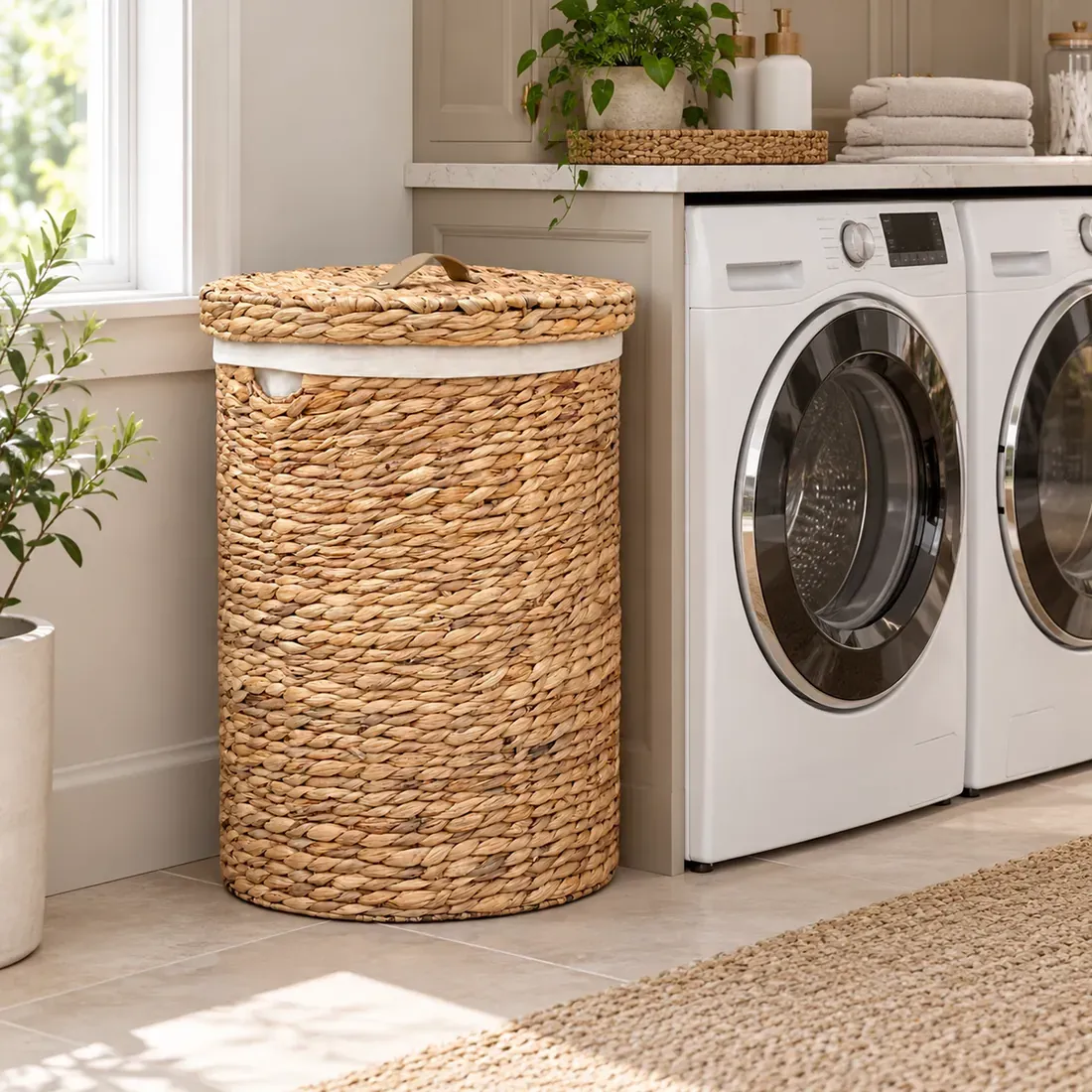Water Hyacinth XXL Laundry Basket White