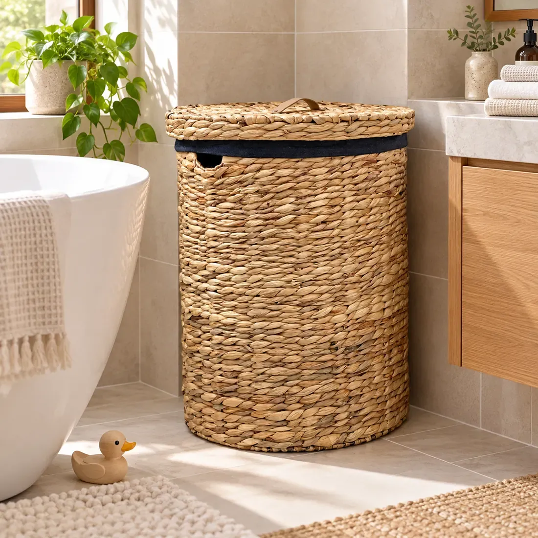 Water Hyacinth XXL Laundry Basket Black
