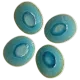 Top view of four dipping bowls with crackle glaze interiors.