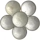 A circular arrangement of six grey tapas bowls with a smooth glaze.
