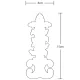 Illustration of a decorative furniture applique, detailing its measurements.