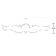 Illustration of a decorative furniture applique, detailing its measurements.
