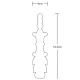 Illustration of a decorative furniture applique, detailing its measurements.